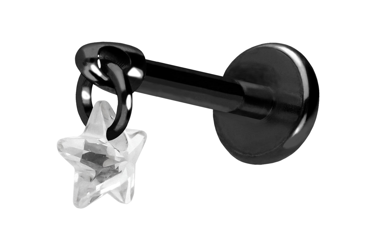 Titan Labret Piercing mit Push Fit KRISTALLSTERN